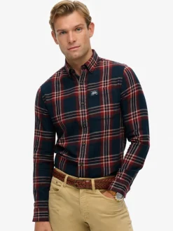 Blauw - Superdry houthakkersoverhemd van katoen, met lange mouwen