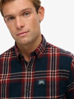 Blauw - Superdry houthakkersoverhemd van katoen, met lange mouwen