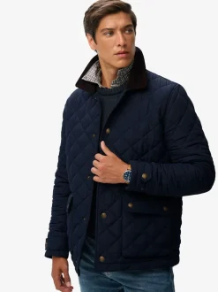 Blauw - Superdry Quilted Estate Coach Jacket