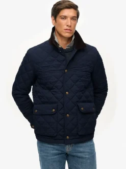 Blauw - Superdry Quilted Estate Coach Jacket
