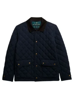 Blauw - Superdry Quilted Estate Coach Jacket