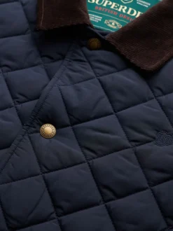 Blauw - Superdry Quilted Estate Coach Jacket