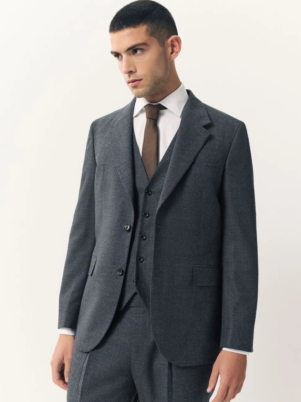 Blauw - Tailored Fit Merino Wool Blend Suit Jacket