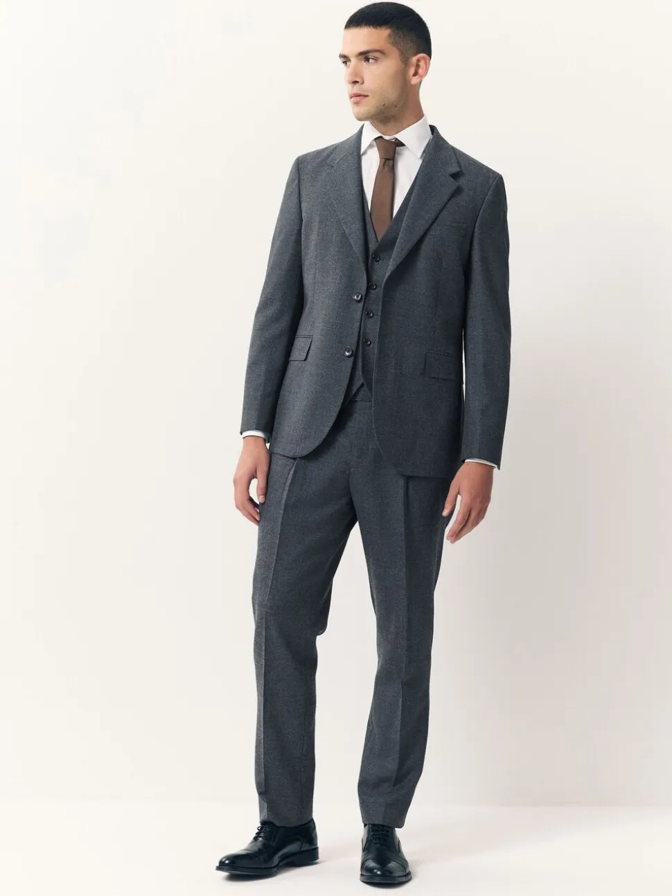 Blauw - Tailored Fit Merino Wool Blend Suit Jacket