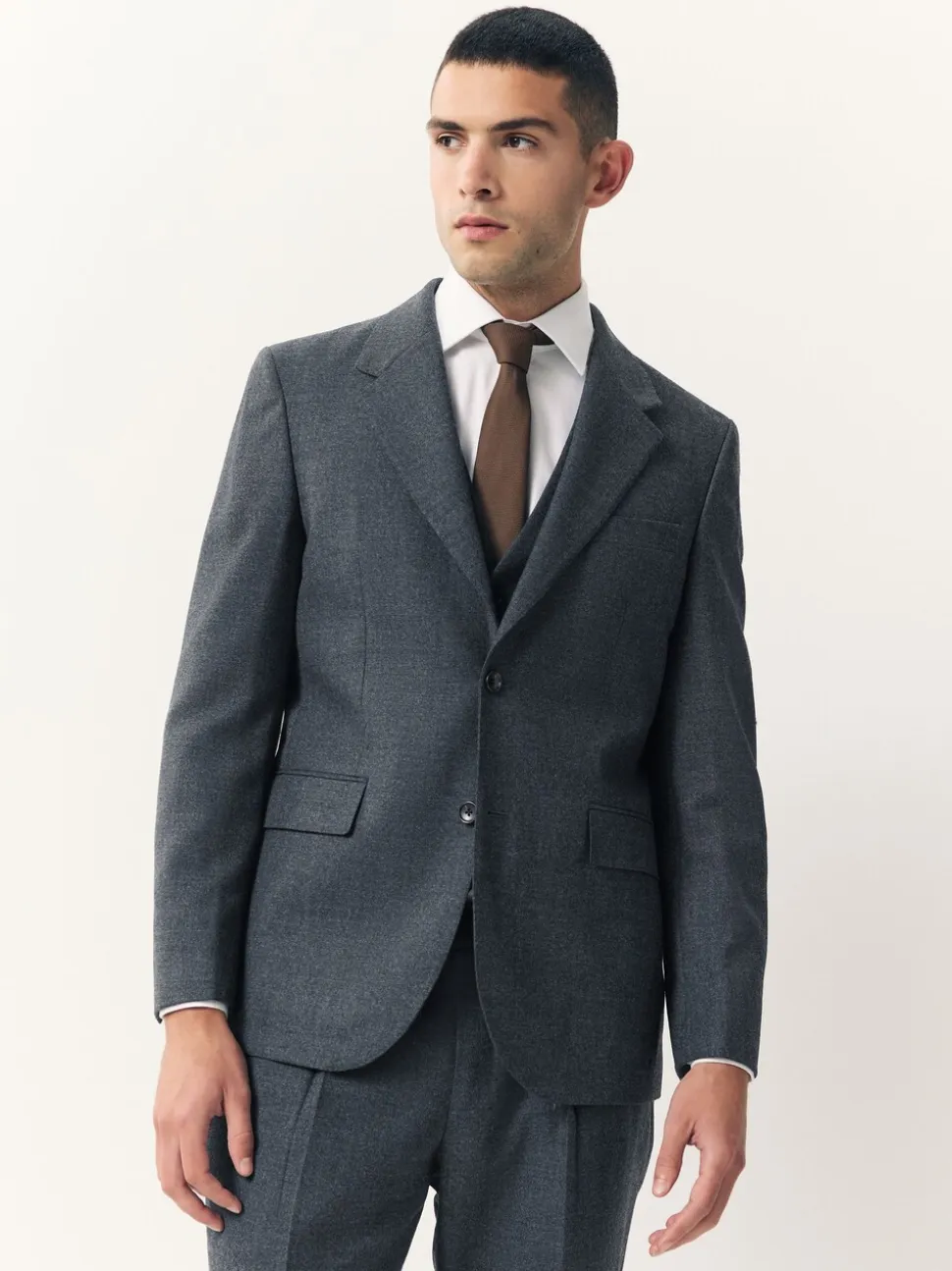 Blauw - Tailored Fit Merino Wool Blend Suit Jacket