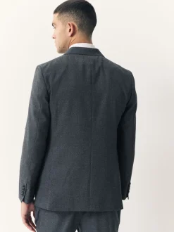 Blauw - Tailored Fit Merino Wool Blend Suit Jacket