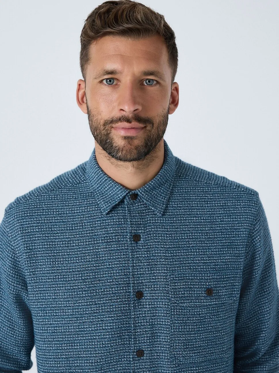Blauw - Textured Shacket Overshirt