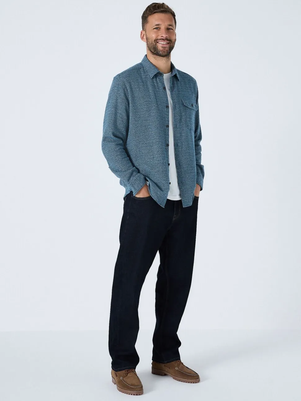 Blauw - Textured Shacket Overshirt