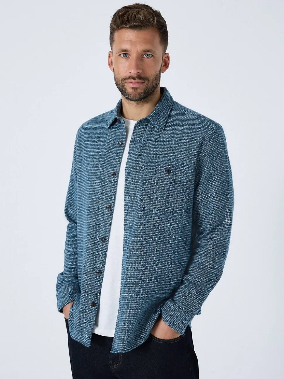 Blauw - Textured Shacket Overshirt
