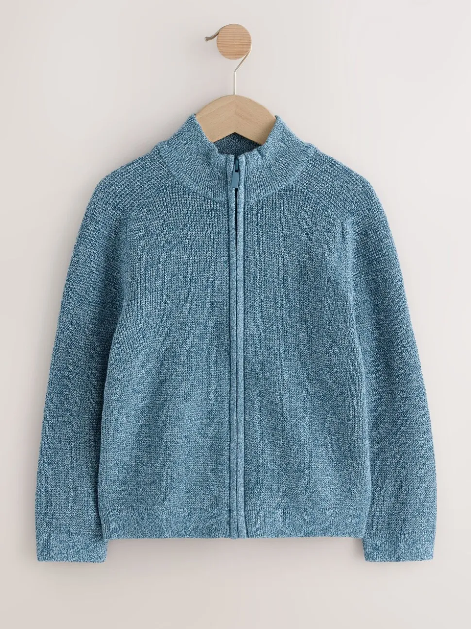 Blauw - Textured Zip Through Knitted Cardigan (3-16yrs)
