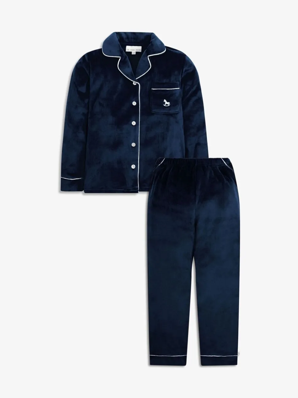 Blauw - The Little Tailor Luxe kerstpyjama voor kinderen van zacht aanvoelend velours