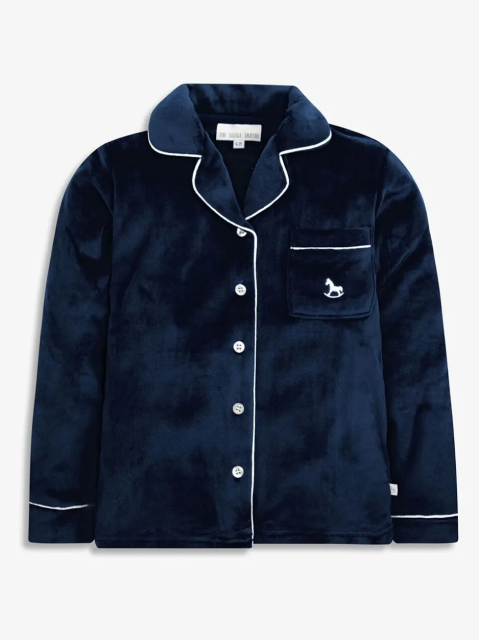 Blauw - The Little Tailor Luxe kerstpyjama voor kinderen van zacht aanvoelend velours