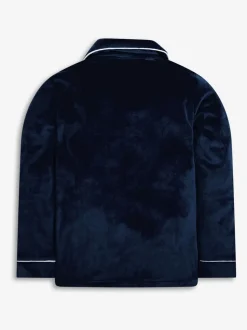 Blauw - The Little Tailor Luxe kerstpyjama voor kinderen van zacht aanvoelend velours