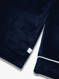 Blauw - The Little Tailor Luxe kerstpyjama voor kinderen van zacht aanvoelend velours