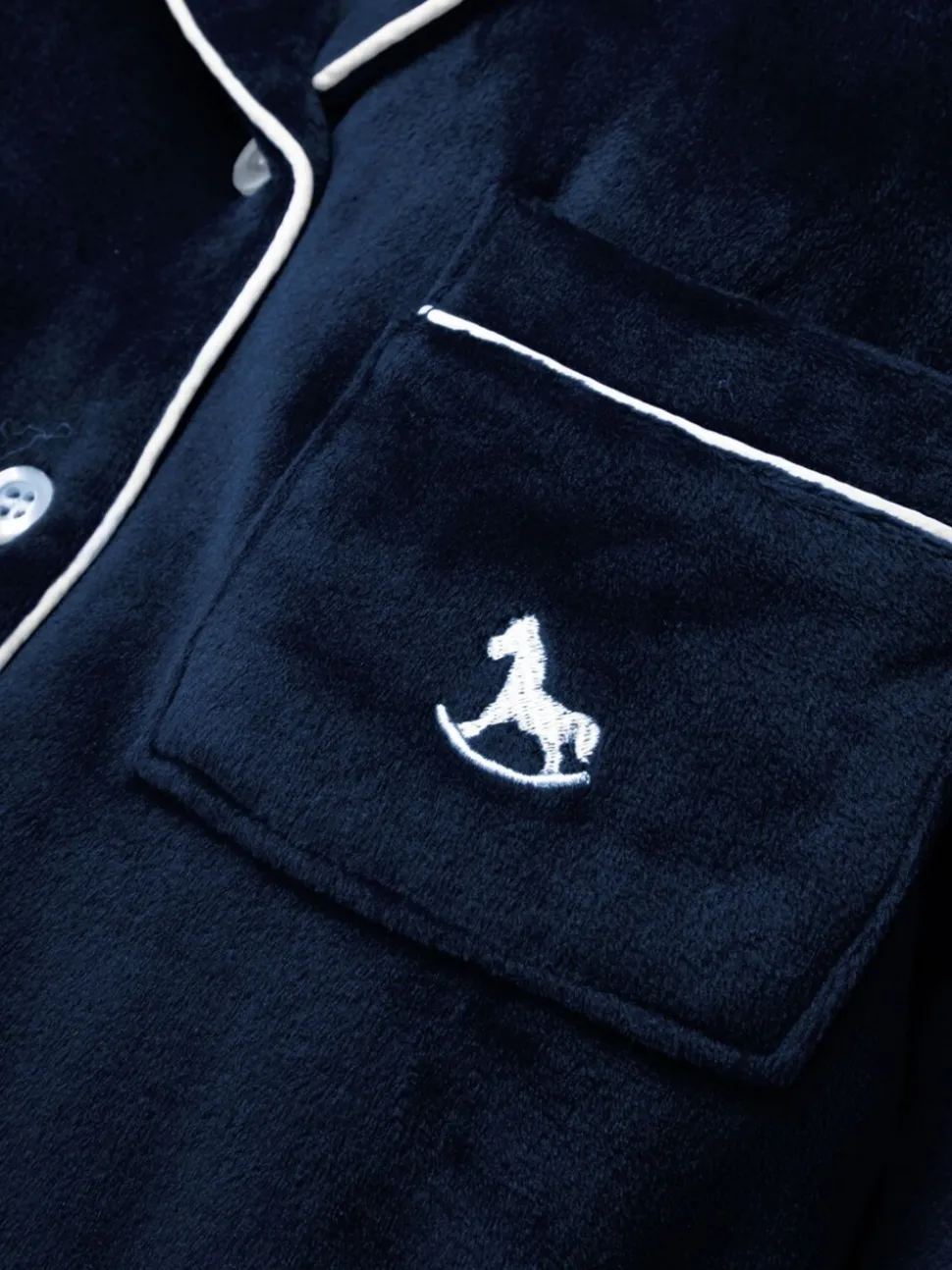 Blauw - The Little Tailor Luxe kerstpyjama voor kinderen van zacht aanvoelend velours