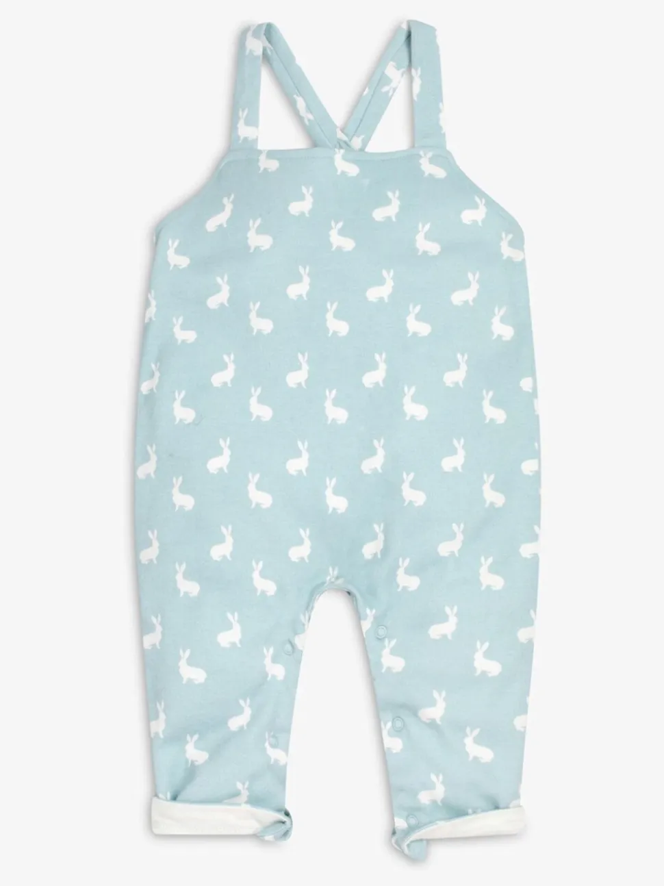 Blauw - The Little Tailor - Baby tuinbroek van 100% katoen met konijnenprint