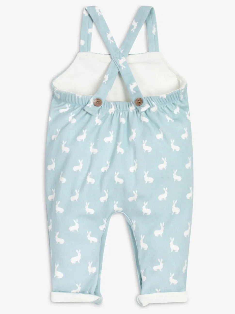 Blauw - The Little Tailor - Baby tuinbroek van 100% katoen met konijnenprint