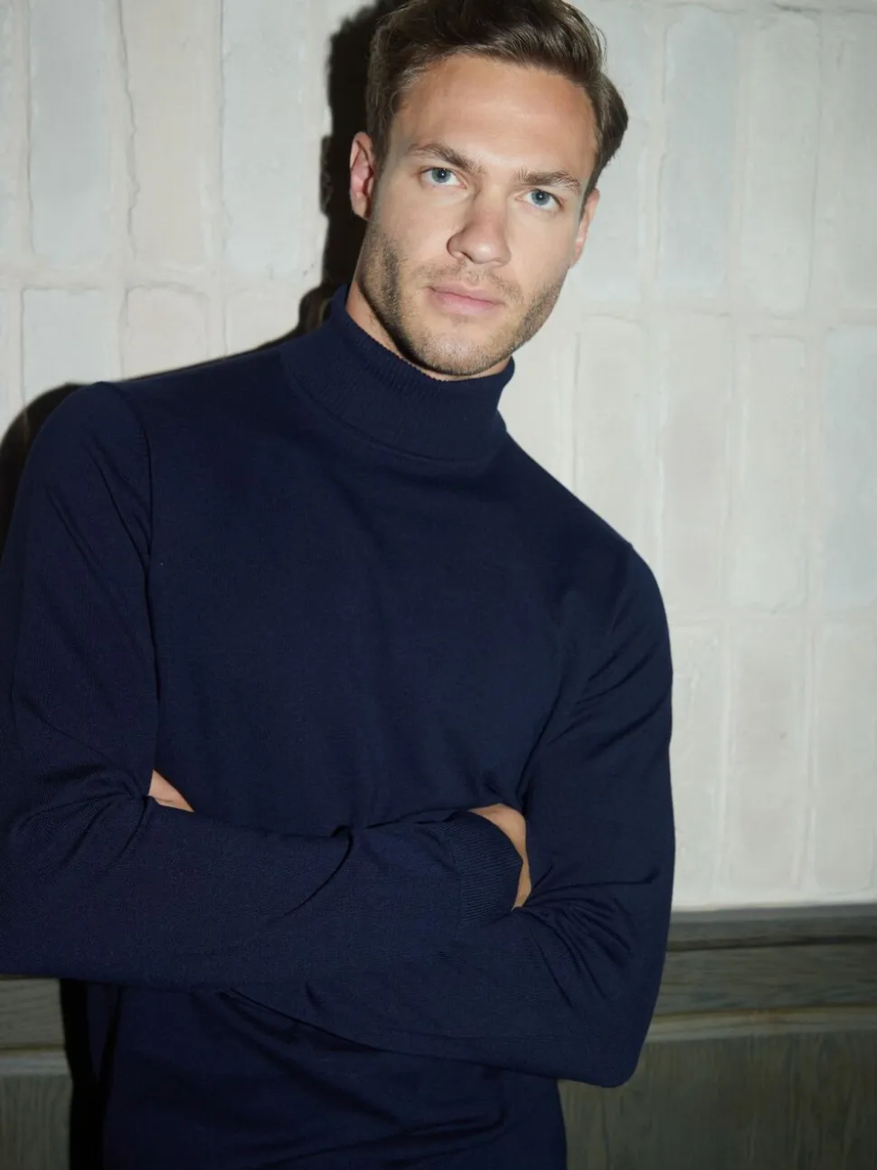 Blauw - Threadbare - Gebreide trui met rolkraag