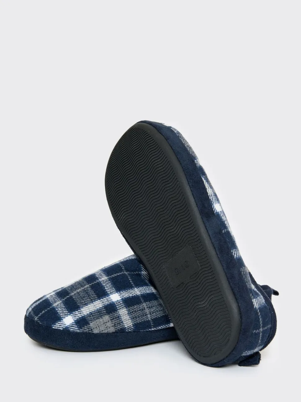 Blauw - Threadbare Check Faux Fur Lined Mule Slippers