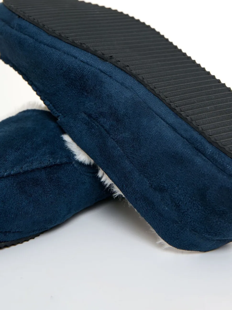Blauw - Threadbare Faux Suede Faux Fur Lined Moccasin Slippers