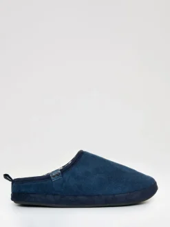Blauw - Threadbare Faux Suede Faux Fur Lined Mule Slippers