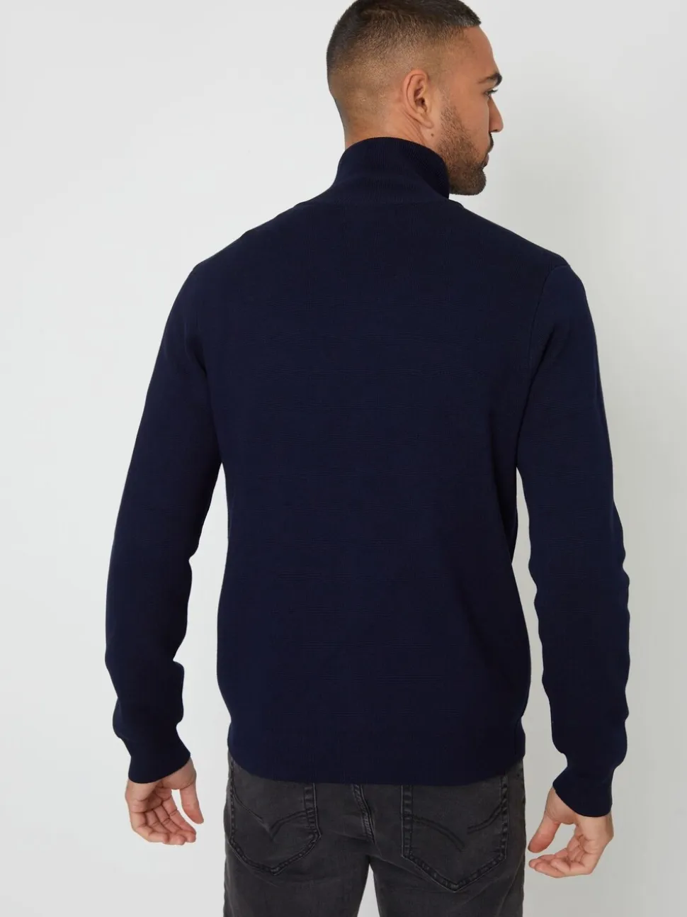 Blauw - Threadbare gebreid vest met rits en opstaande kraag