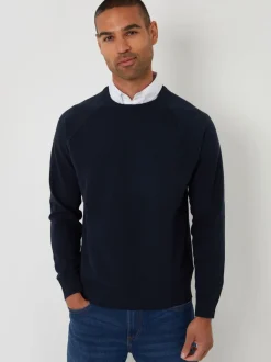 Blauw - Threadbare Mock Shirt Raglan Knitted Jumper