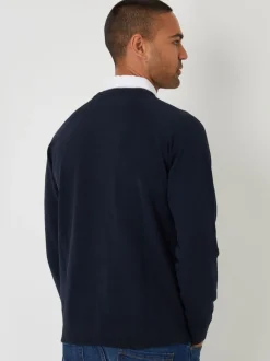 Blauw - Threadbare Mock Shirt Raglan Knitted Jumper