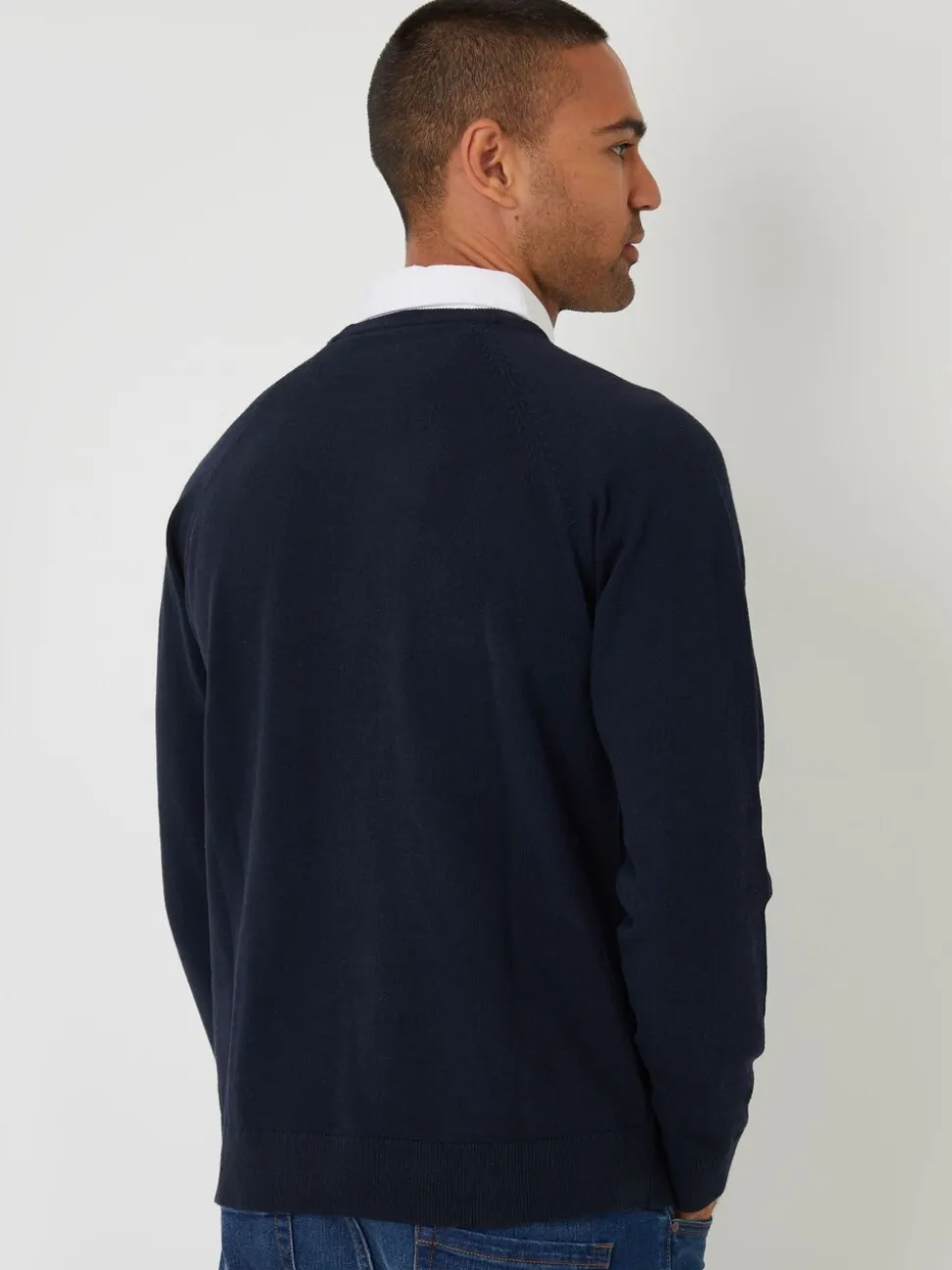 Blauw - Threadbare Mock Shirt Raglan Knitted Jumper