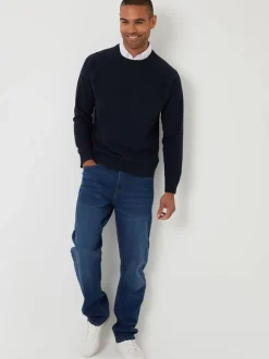 Blauw - Threadbare Mock Shirt Raglan Knitted Jumper