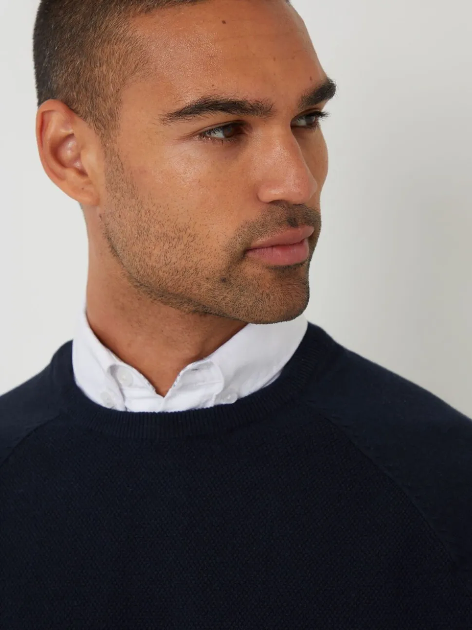 Blauw - Threadbare Mock Shirt Raglan Knitted Jumper