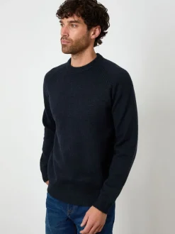Blauw - Threadbare Raglan Rib Knitted Crew Neck Jumper