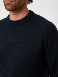 Blauw - Threadbare Raglan Rib Knitted Crew Neck Jumper
