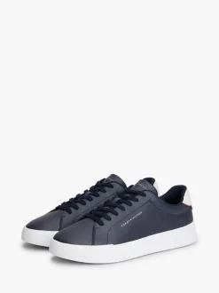 Blauw - Tommy Hilfiger Court Essential Leather Trainers