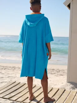 Blauw - Towelling Poncho (3-16yrs)