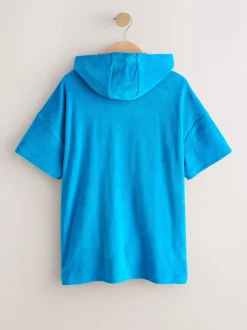 Blauw - Towelling Poncho (3-16yrs)