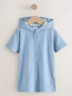 Blauw - Towelling Zip Through Cover-Up (3mths-7yrs)