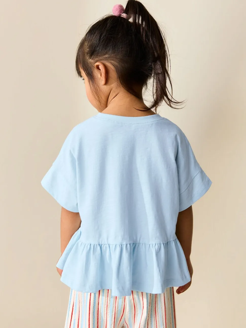 Blauw - T-shirt met peplum en korte mouwen (3mnd -7jr)