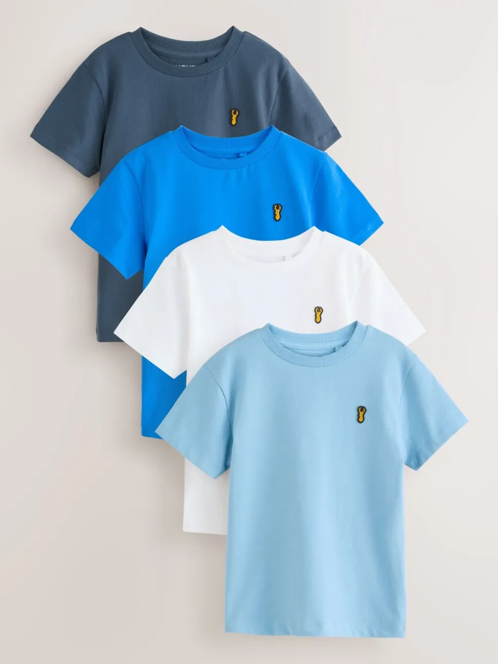 Blauw - T-shirts met korte mouwen en geborduurd rendier, verpakking van 4 (3-16jr)