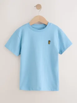Blauw - T-shirts met korte mouwen en geborduurd rendier, verpakking van 4 (3-16jr)