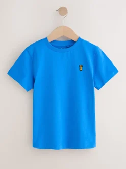 Blauw - T-shirts met korte mouwen en geborduurd rendier, verpakking van 4 (3-16jr)