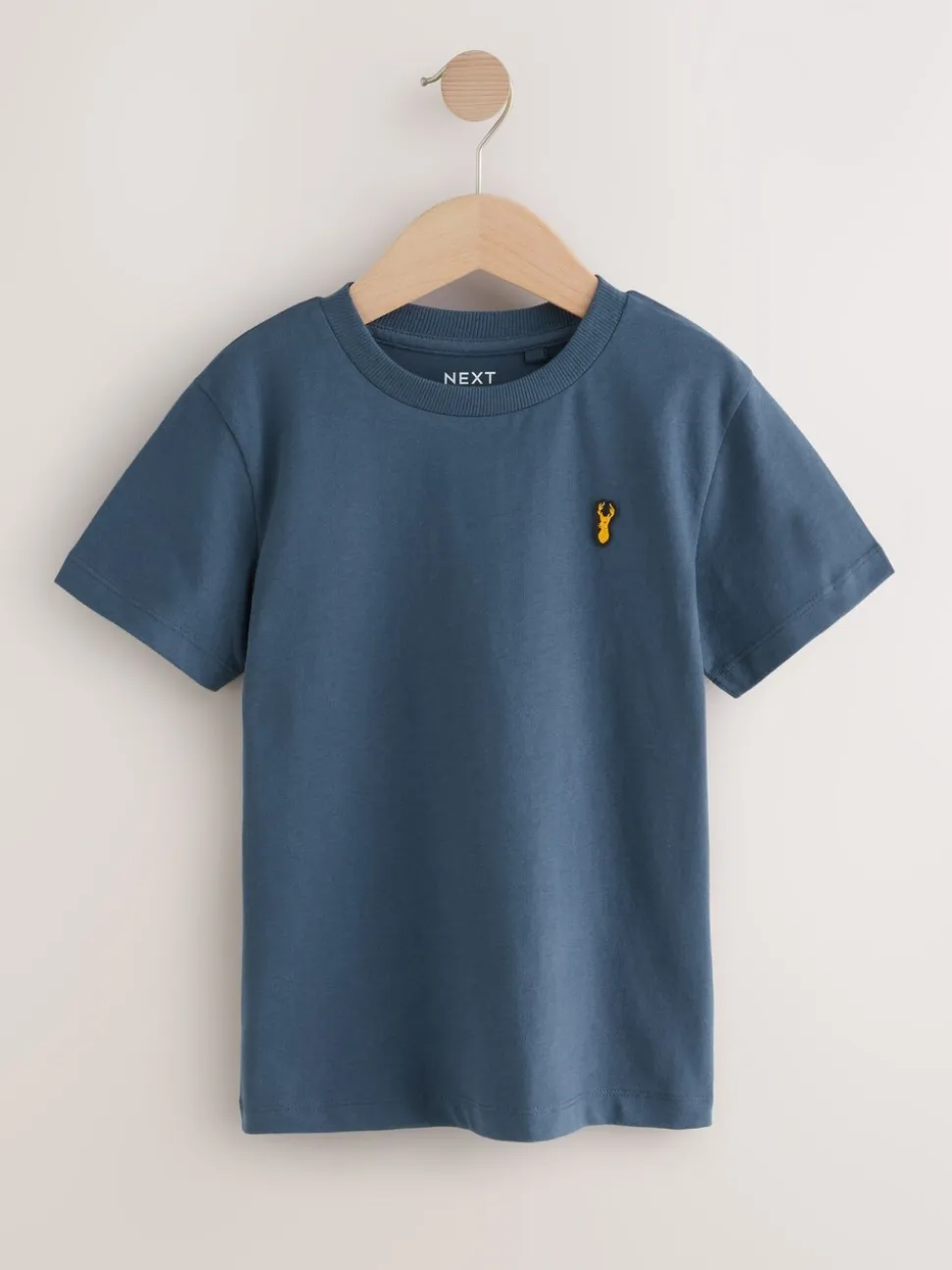 Blauw - T-shirts met korte mouwen en geborduurd rendier, verpakking van 4 (3-16jr)