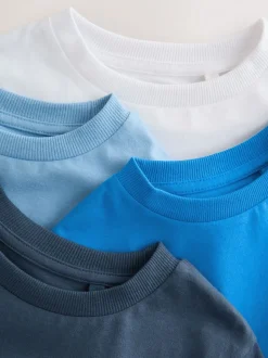 Blauw - T-shirts met korte mouwen en geborduurd rendier, verpakking van 4 (3-16jr)