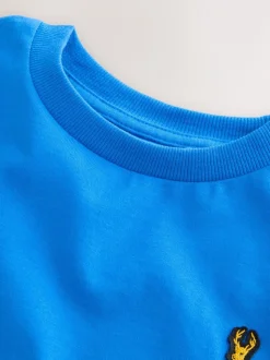 Blauw - T-shirts met korte mouwen en geborduurd rendier, verpakking van 4 (3-16jr)