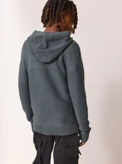 Blauw - Utility gebreide hoodie (3-16jr)