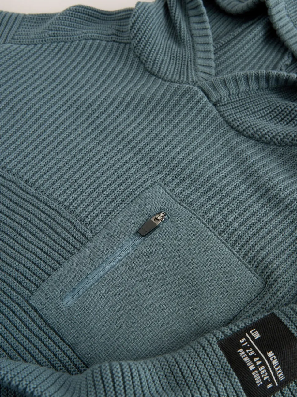 Blauw - Utility gebreide hoodie (3-16jr)