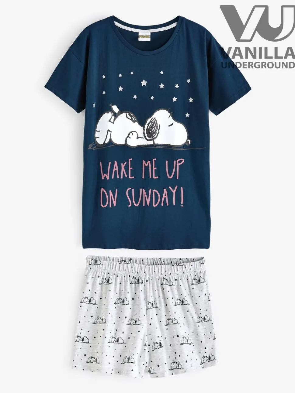 Blauw - Vanilla Underground Snoopy Korte Broek Pyjama's Set