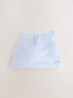 Blauw - Velours babymutsen 2 stuks (0-12mnd)