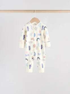 Blauw - Verpakking van 4 Baby slaappakjes zonder voetjes met tweewegrits (0mnd-3jr)