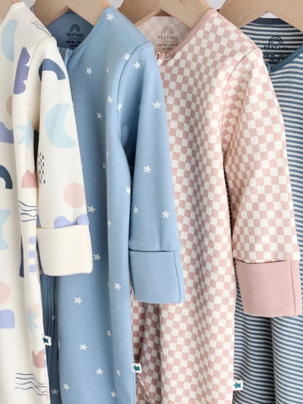 Blauw - Verpakking van 4 Baby slaappakjes zonder voetjes met tweewegrits (0mnd-3jr)